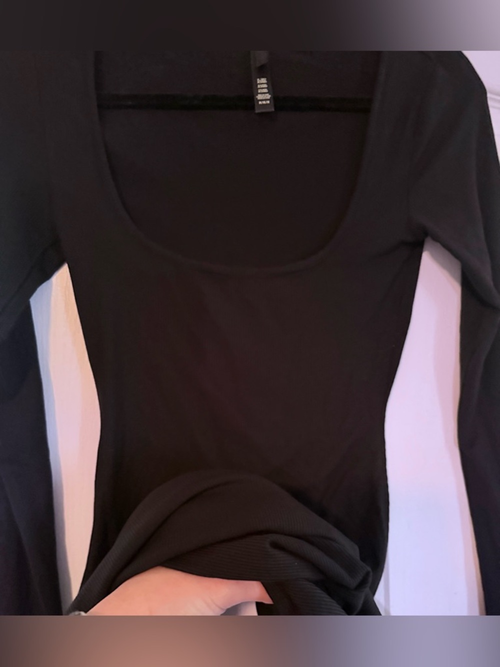 SKIMS Black Long-Sleeve Maxi Dress with Back Slit - Picture 9 of 14